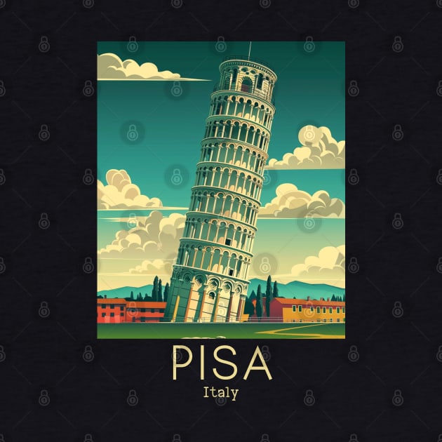 A Vintage Travel Illustration of Pisa - Italy by goodoldvintage